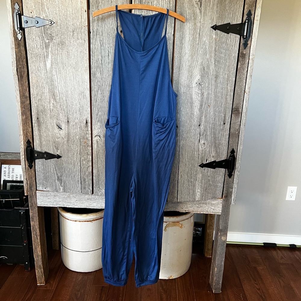 Blue knit jumpsuit